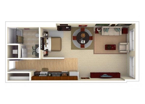 Floor plan for studio, 1 bath, 685 sqft